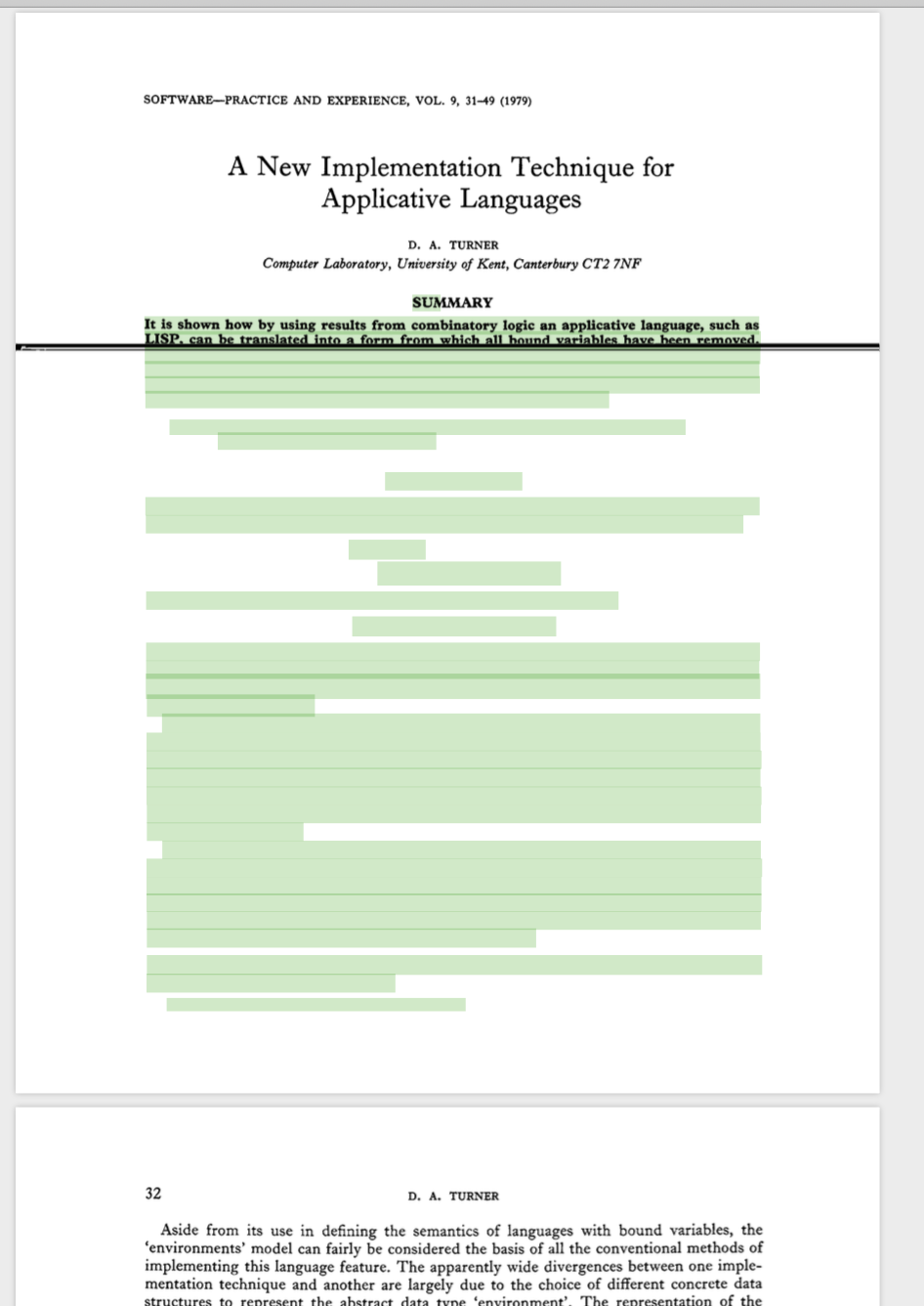 same as the previous image, except i've selected all the (missing) text on the first page and so there are green boxes showing where the line would have been if the image weren't corrupt