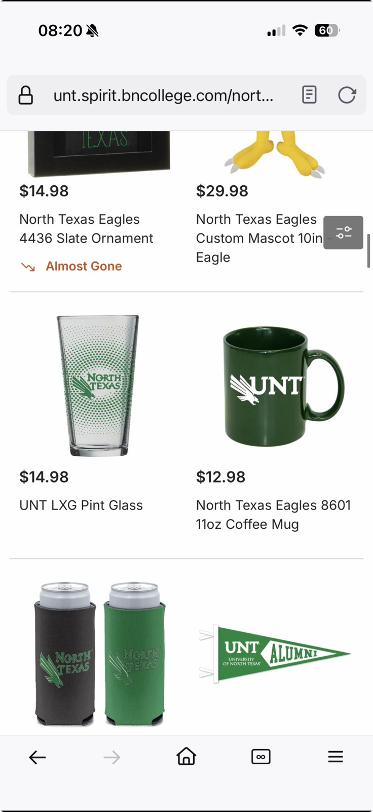 A screenshot of UNT’s online store. They have made sure that their coffee mug handle is oriented on the other side of the UNT logo.